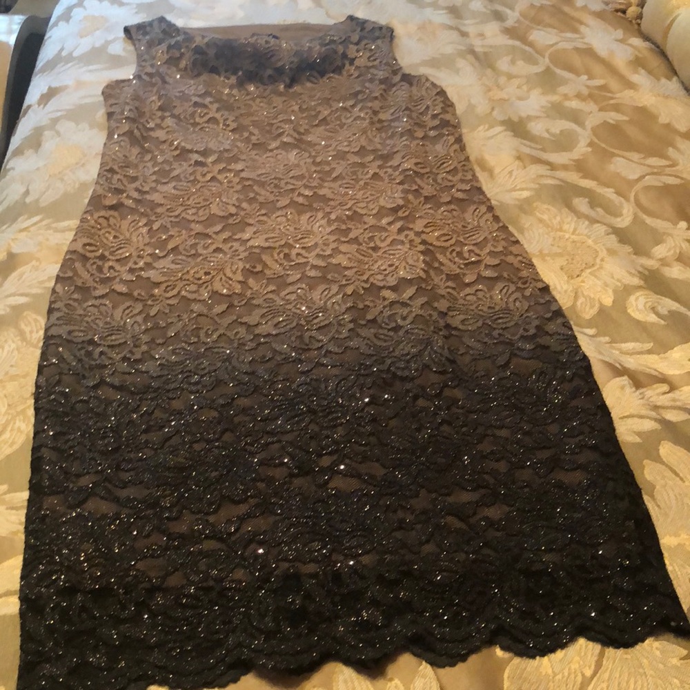 Cowl neck dress, taupe/brown ombré